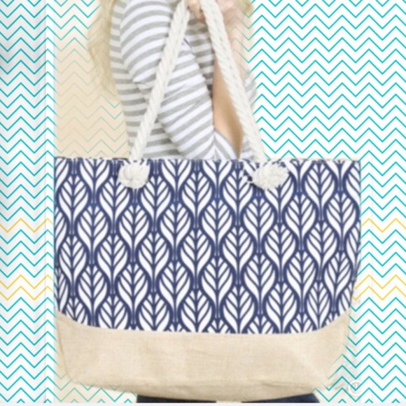 TOTE BAG Absolutely Huge! ~ Vibrant Blue-White  🆕 - Picture 2 of 6